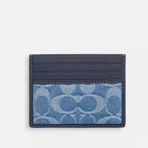 Slim Id Card Case In Signature Denim